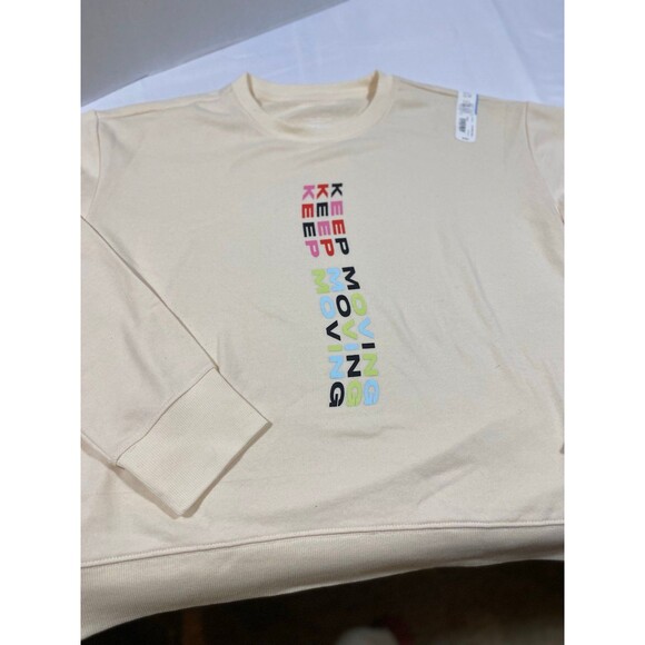 Xersion 3XL off white sweatshirt cotton blend New With Tags Keep Moving Graphics - Picture 6 of 12